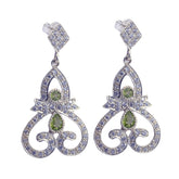 Ayesha Green Stud Earrings with Sparkling Detail Peridot Green Stud