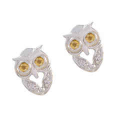 Greta Yellow Stud Earrings - Cute Owl Design