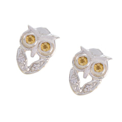 Greta Yellow Stud Earrings - Cute Owl Design