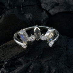 Hye-jin grey crown ring for women featuring crystal accents on a silver band