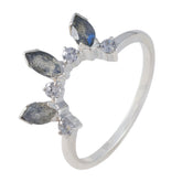 Hye-jin grey crown ring for women with silver band and decorative stones