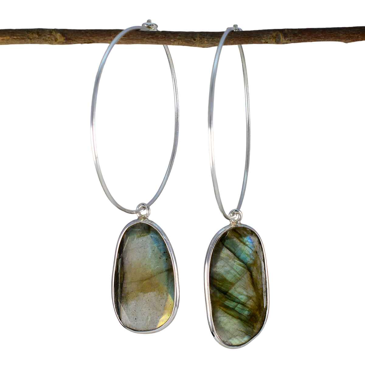 Seo-yeon Grey Dangle Earrings with Stunning Labrodorite Labradorite Gray Dangle