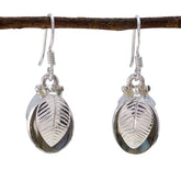 Aiko Grey Dangle Earrings with Leaf Design Labradorite Gray Dangle