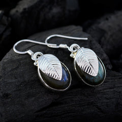 Aiko Grey Dangle Earrings with Leaf Design