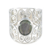 Sara Grey Filigree Solitaire Ring for Everyday Glam Labradorite Gray