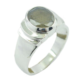 Lakshmi Grey Gemstone Ring India - Elegant Silver Design Labradorite Gray