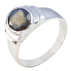 Lakshmi Grey Gemstone Ring India - Elegant Silver Design