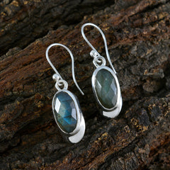 Eleanor Grey Solitaire Dangle Earrings in Silver