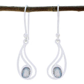 Yuna Grey Solitaire Dangle Earrings - Elegant Design Labradorite Gray Dangle