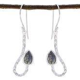 Hye-jin Grey Solitaire Dangle Earrings for Everyday Elegance Labradorite Gray Dangle