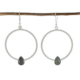 Seo-yeon Grey Solitaire Dangle Earrings for Everyday Glam Labradorite Gray Dangle