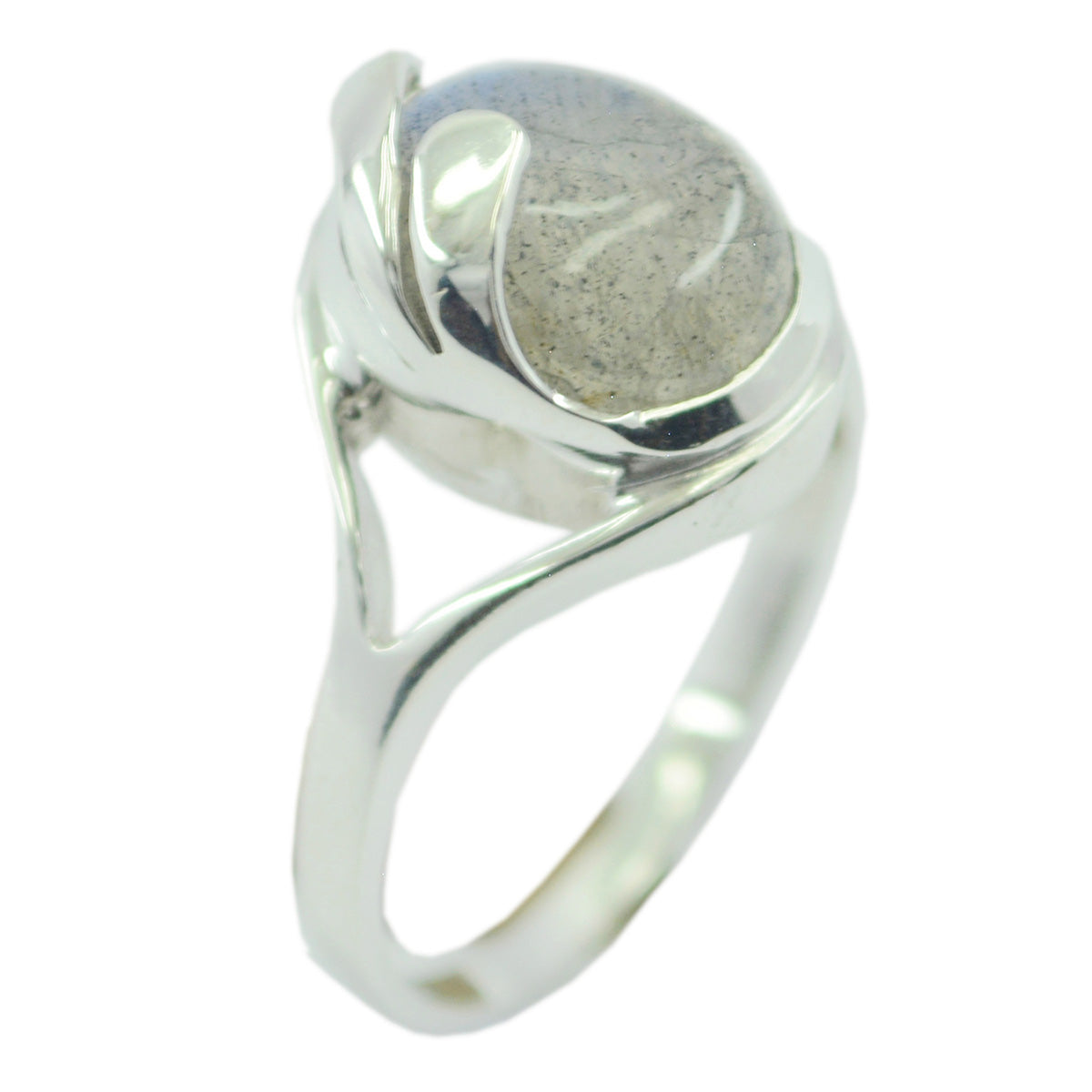 Amanda Grey Solitaire Ring in Unique Silver Design Labradorite Gray