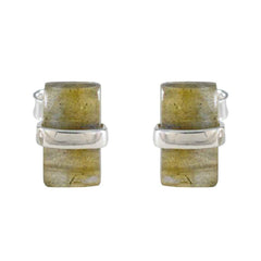 Ling Grey Solitaire Stud Earrings for Everyday Glam Labradorite Gray Stud