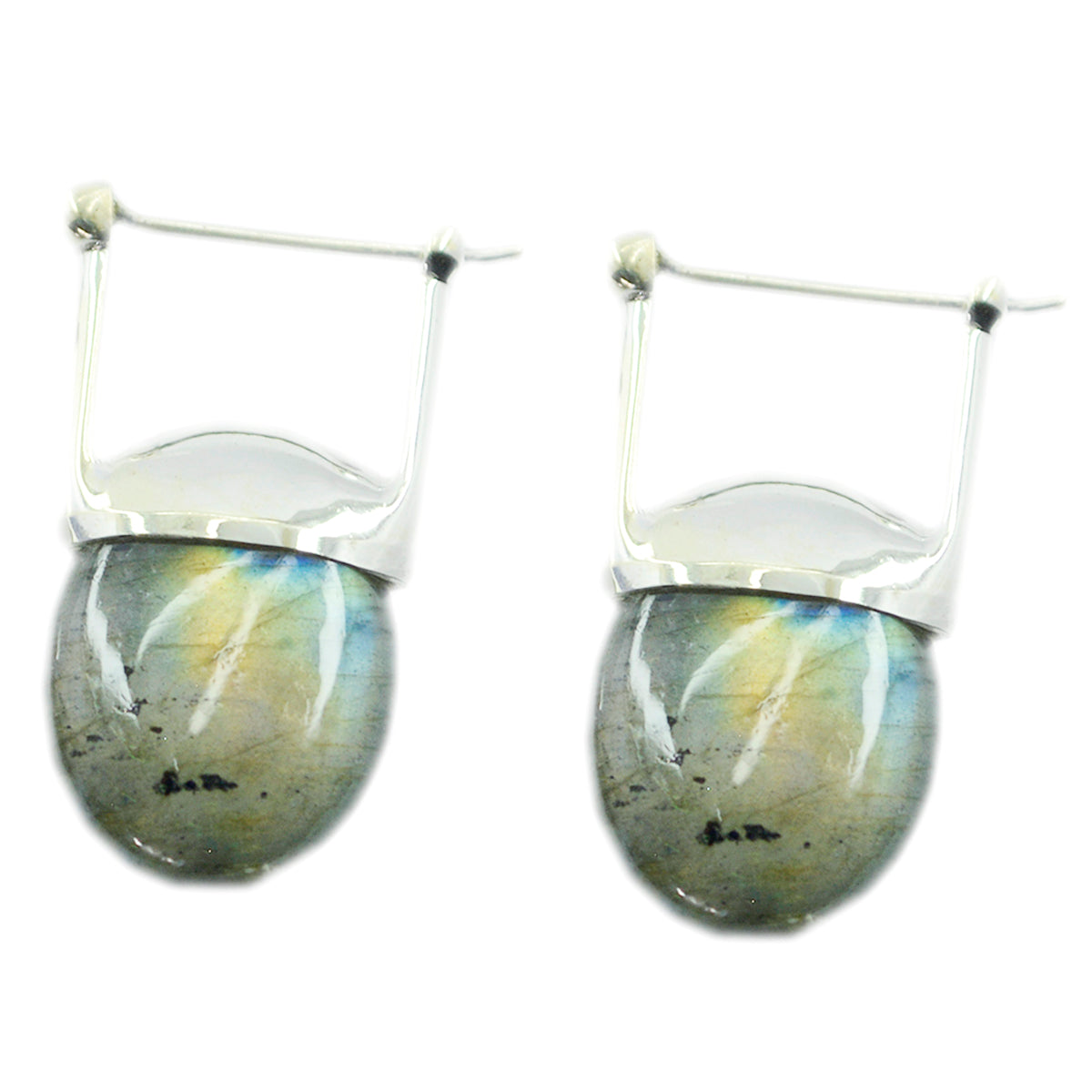 Pauline Grey Solitaire Stud Earrings for Everyday Glam Labradorite Gray Stud