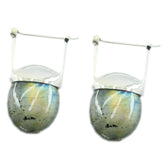 Pauline Grey Solitaire Stud Earrings for Everyday Glam Labradorite Gray Stud