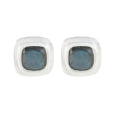 Aaliyah Grey Whisper thin Solitaire Stud Earring Labradorite Gray Stud