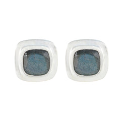 Aaliyah Grey Whisper thin Solitaire Stud Earring Labradorite Gray Stud