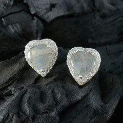 Ines Grey Stud Earrings with Elegant Heart Design