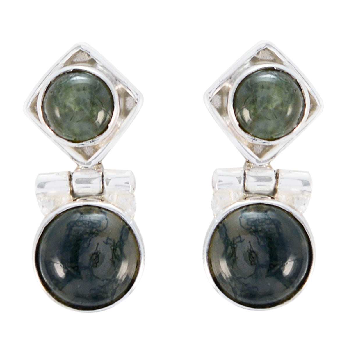 Nari Grey Stud Earrings with Unique Gemstone Design Labradorite Gray Stud