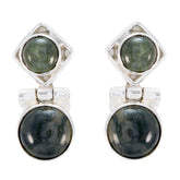 Nari Grey Stud Earrings with Unique Gemstone Design Labradorite Gray Stud