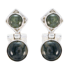 Nari Grey Stud Earrings with Unique Gemstone Design Labradorite Gray Stud