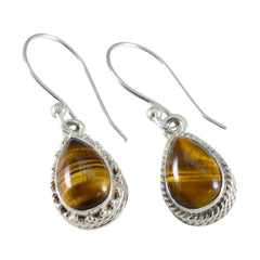 Hana Brown Dangle Earrings with Tiger's Eye Stone