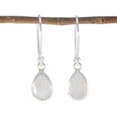 Hana White Solitaire Earrings for Elegant Style Rainbow Moonstone White Dangle