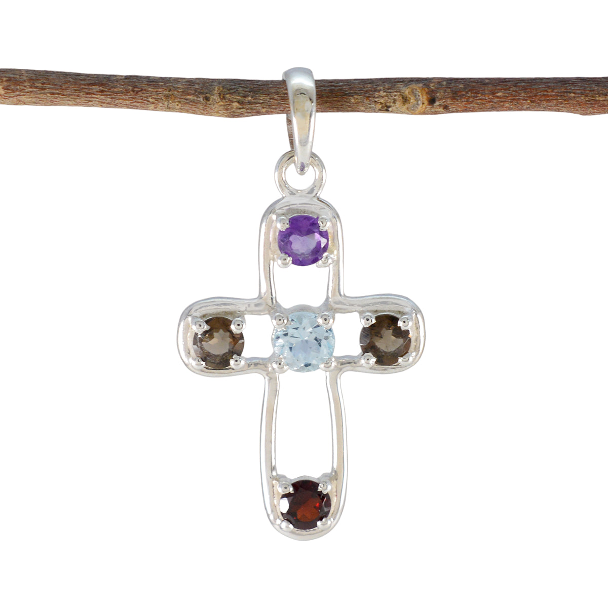 Clara Multicolor Gemstone Pendant in Sterling Silver Multi Stone multicolor Multicolor