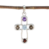 Clara Multicolor Gemstone Pendant in Sterling Silver Multi Stone multicolor Multicolor