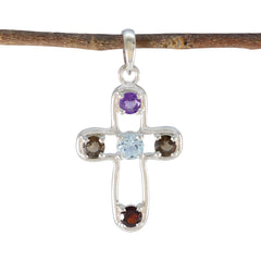 Clara Multicolor Gemstone Pendant in Sterling Silver Multi Stone multicolor Multicolor