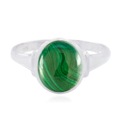 Natcha Green Gemstone Solitaire Ring in Sterling Silver