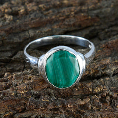 Natcha Green Gemstone Solitaire Ring in Sterling Silver