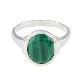 Natcha Green Gemstone Solitaire Ring in Sterling Silver Malachite Green