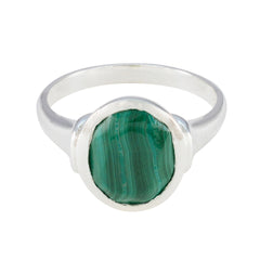 Natcha Green Gemstone Solitaire Ring in Sterling Silver Malachite Green