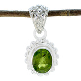 María Green Rope-Wire Pendant with Oval Gemstone Peridot Green Green