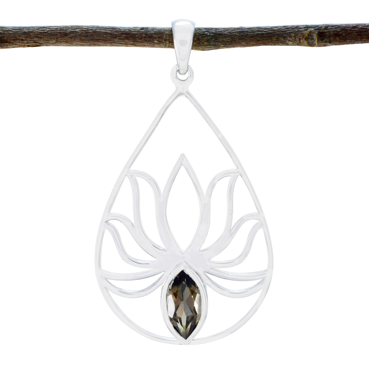 Hanna Handmade Silver Pendant Online with Smoky Gemstone Smoky Quartz Brown Brown