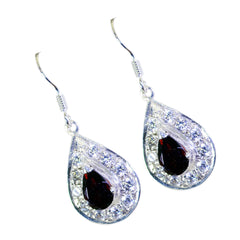 Hanna Red Dangle Earrings with Elegant Gemstone Design
