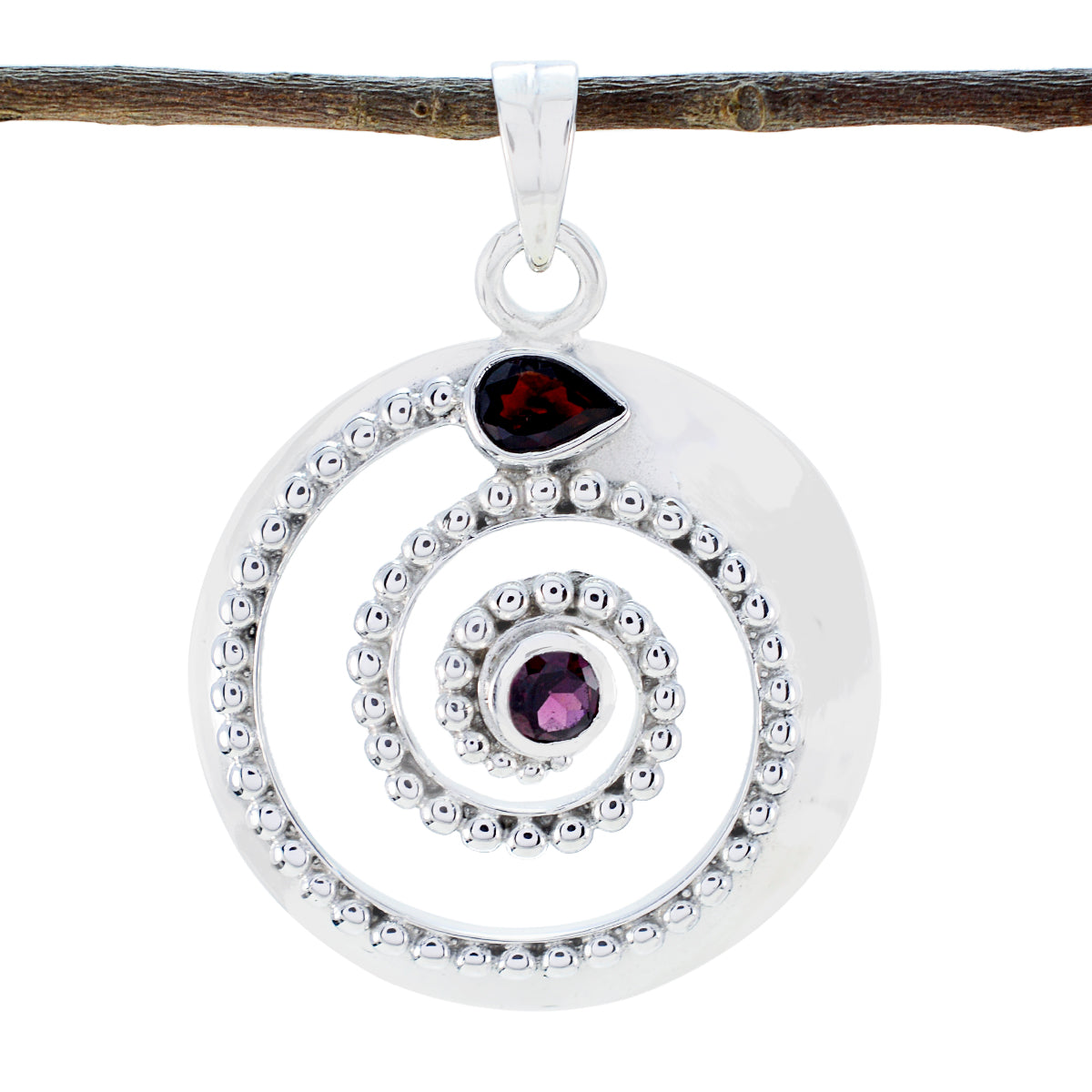 Hannah Red Pendant Necklace - Stylish Silver Jewelry Garnet Red Red