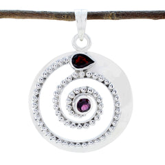 Hannah Red Pendant Necklace - Stylish Silver Jewelry Garnet Red Red