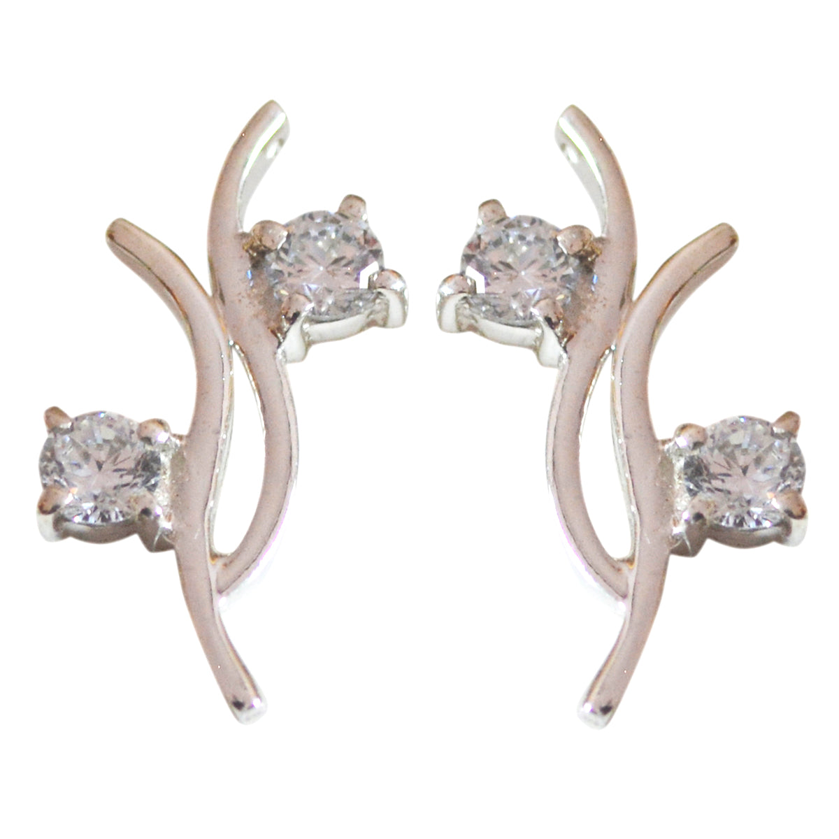 Hannah White Stud Earrings for Effortless Elegance Cubic Zirconia White Stud