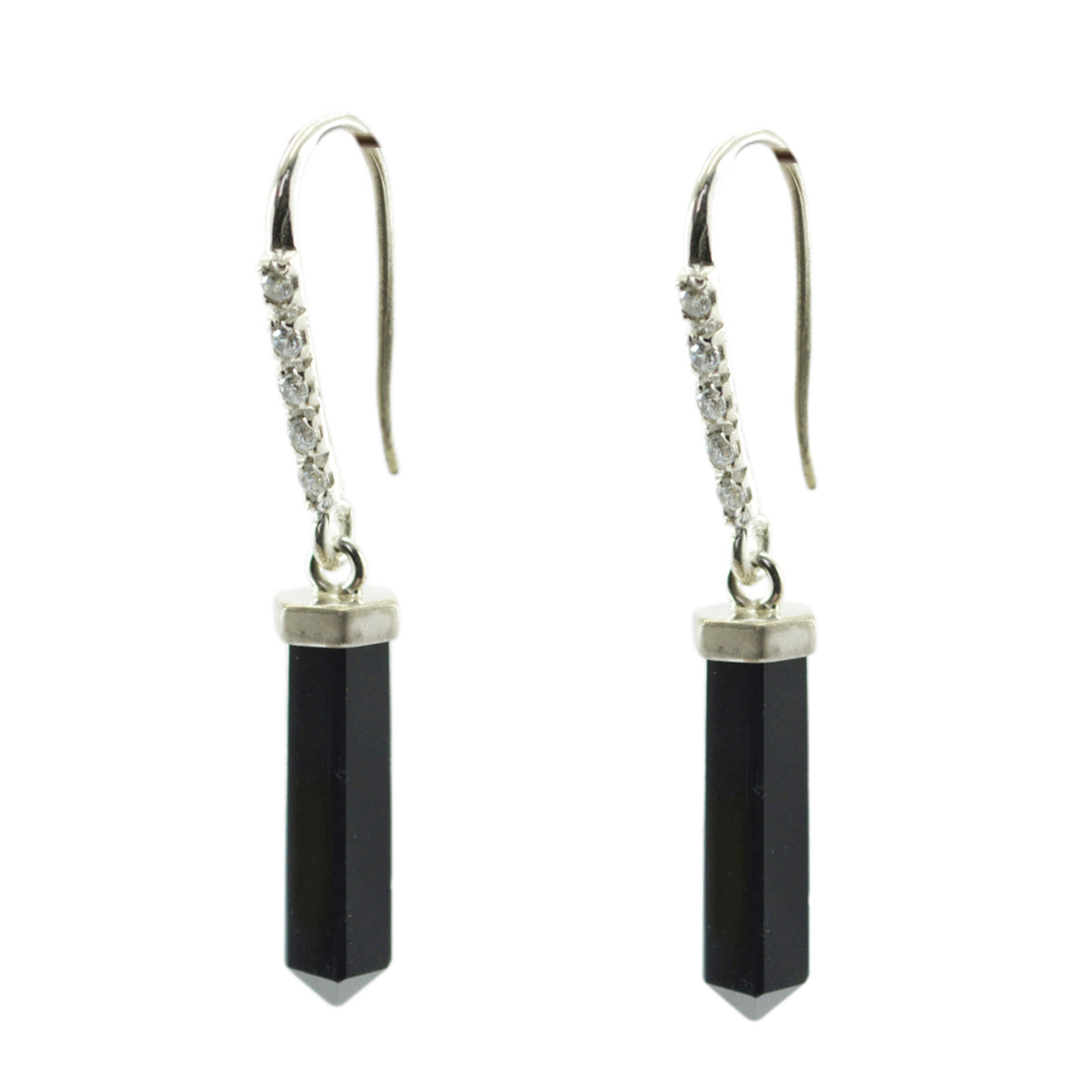 Haruka Black Dangle Earrings for Everyday Elegance Black Onyx Black Dangle