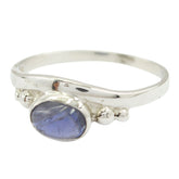 Haruka Blue Solitaire Ring - Unique Gemstone Jewelry Iolite Blue