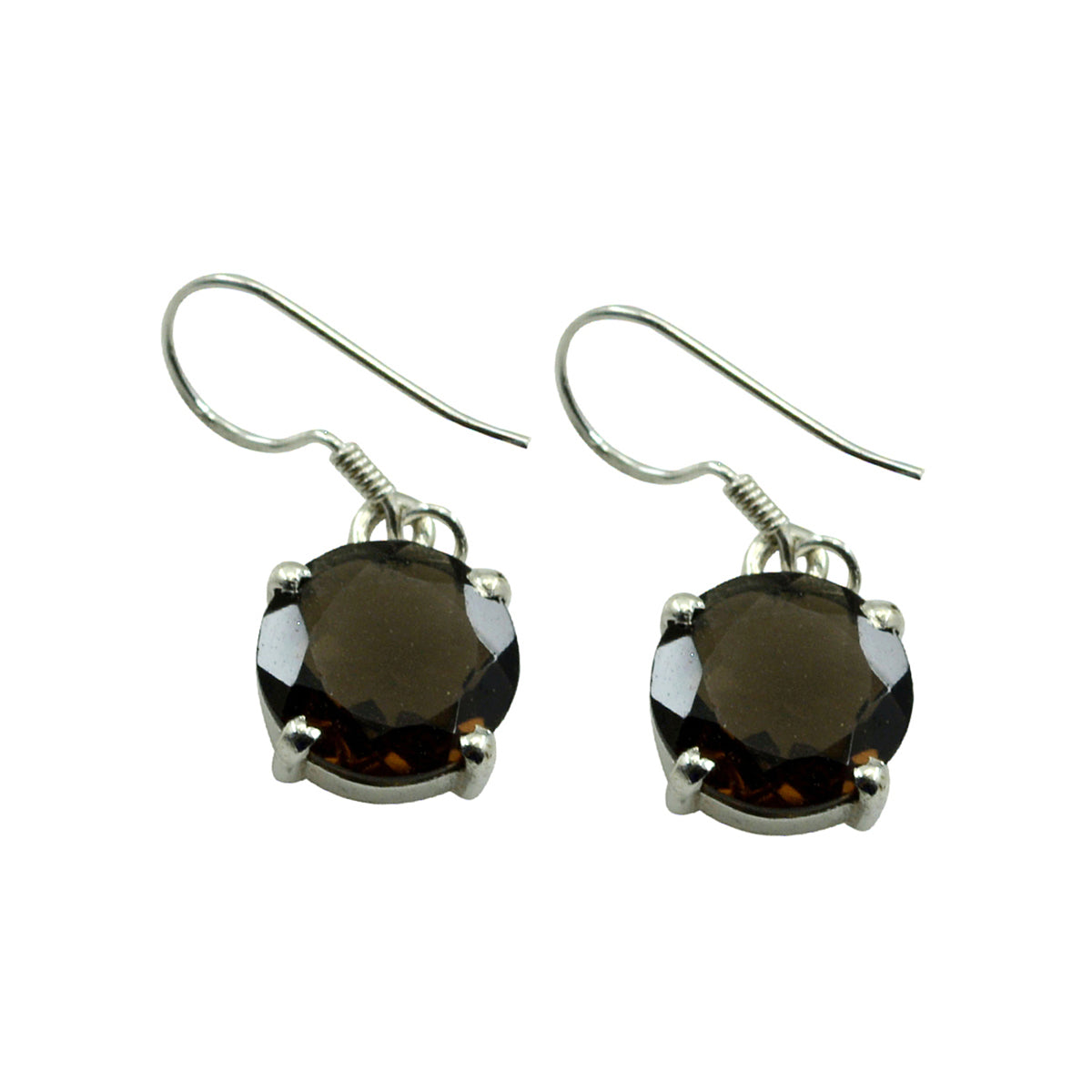 Haruka Brown Solitaire Earrings for Effortless Elegance Smoky Quartz Brown Dangle