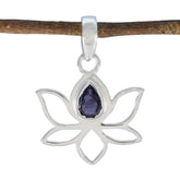 Hazel Blue Pendant Jewelry - Elegant Lotus Design Iolite Blue Blue