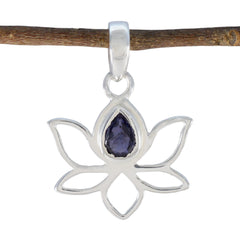 Hazel Blue Pendant Jewelry - Elegant Lotus Design Iolite Blue Blue