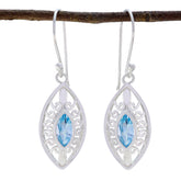 Hazel Blue Solitaire Earrings - Elegant Gemstone Jewelry Blue topaz Blue Dangle