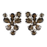 Hazel Brown Stud Earrings for Everyday Glam Smoky Quartz Brown Stud