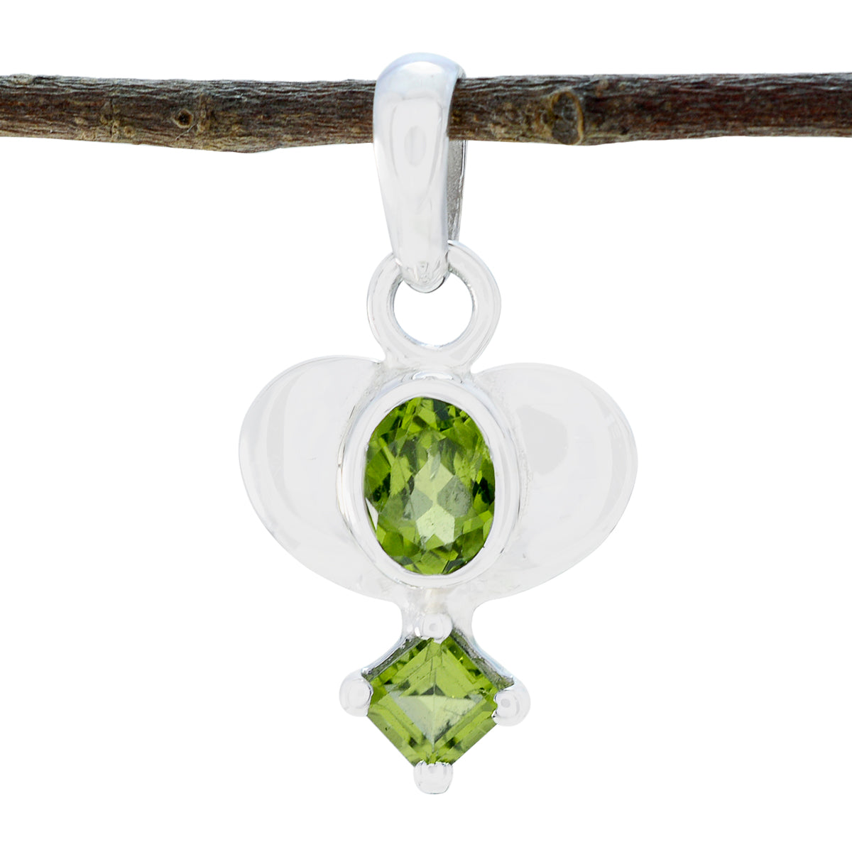 Hazel Green Pendant Jewelry by Hazel - Silver Gemstone Charm Peridot Green Green