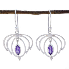 Hazel Purple Earrings for Parties - Unique Design Amethyst Purple Dangle