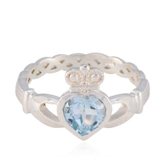 Zazlle Heart-Shaped Gemstone Ring for Everyday Glam Blue Topaz Blue